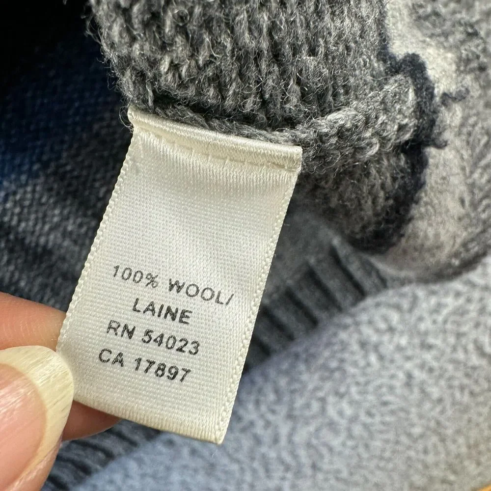 NEW Vintage Banana Republic Sweater Mens Extra Large Gray Blue Wool 1/4 Zip Mock